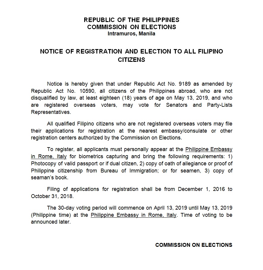 NOTICE OF REGISRATION2016