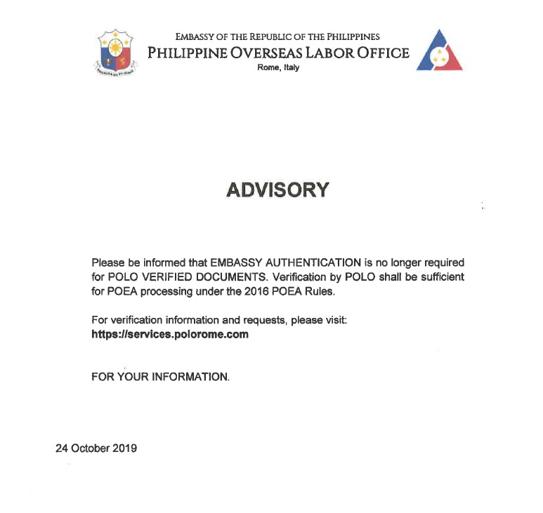 POLO ADVISORY 24 OCTOBER 2019
