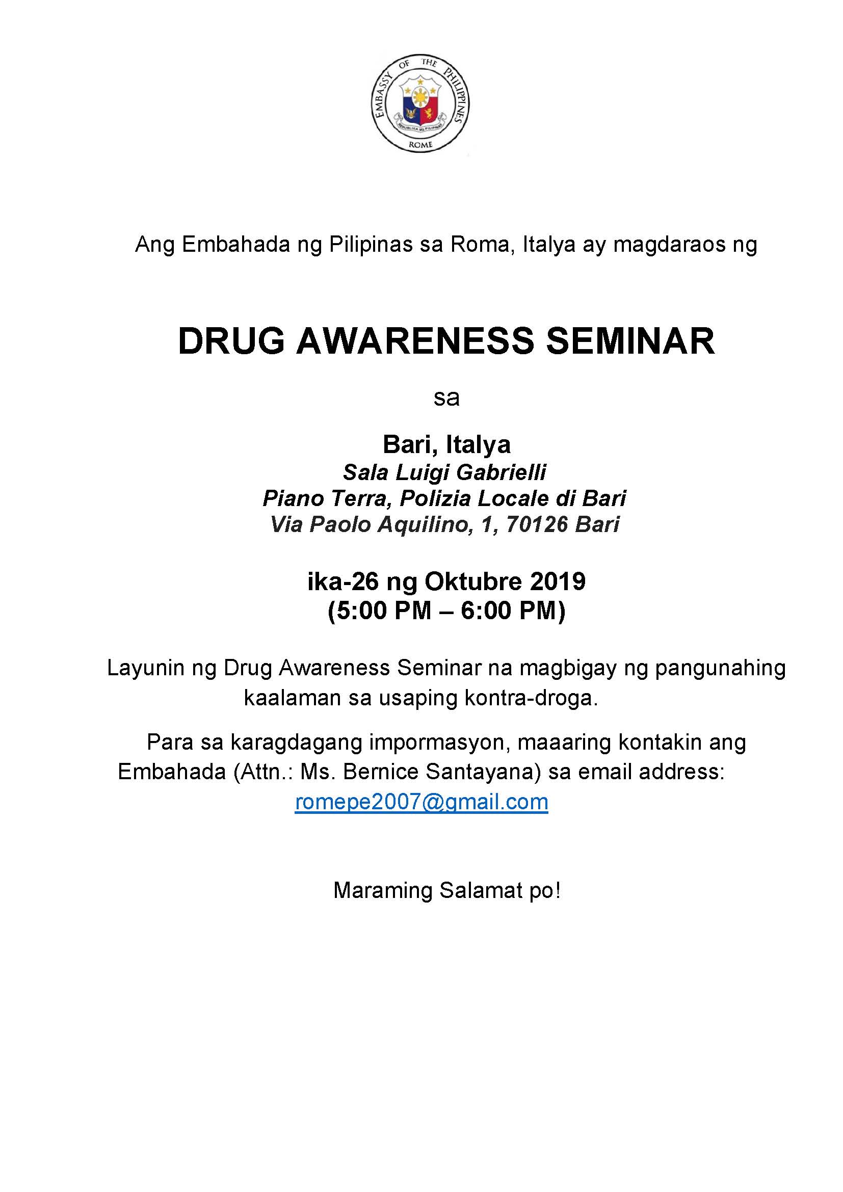 Bari Drug Awareness Seminar