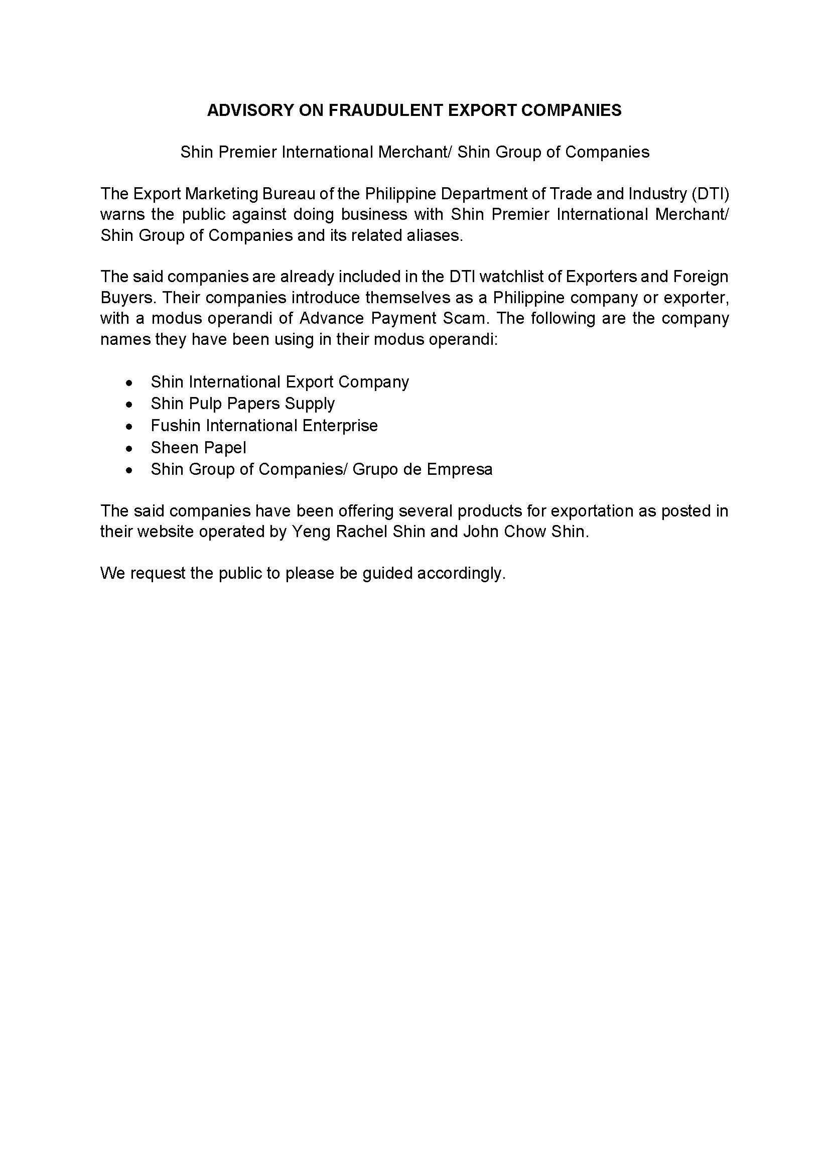 ADVISORY SHIN GROUP OF COMPANIES v2