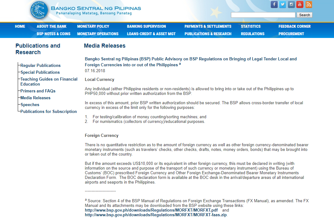 BSP ADvisory on Legal Tender