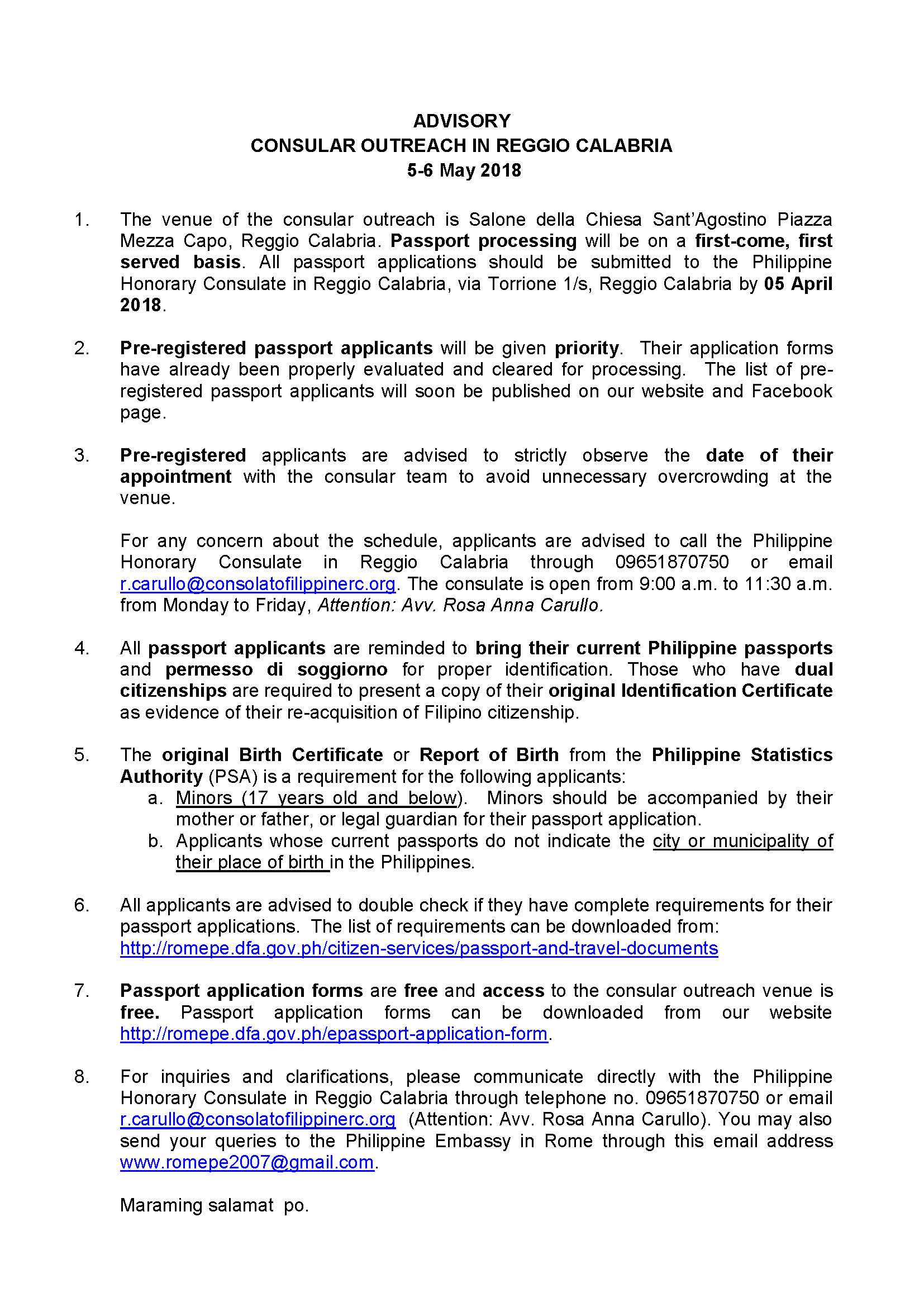Final.From CG.ADVISORY.Reggio Calabria 5 6 May 2018 Final Page 1