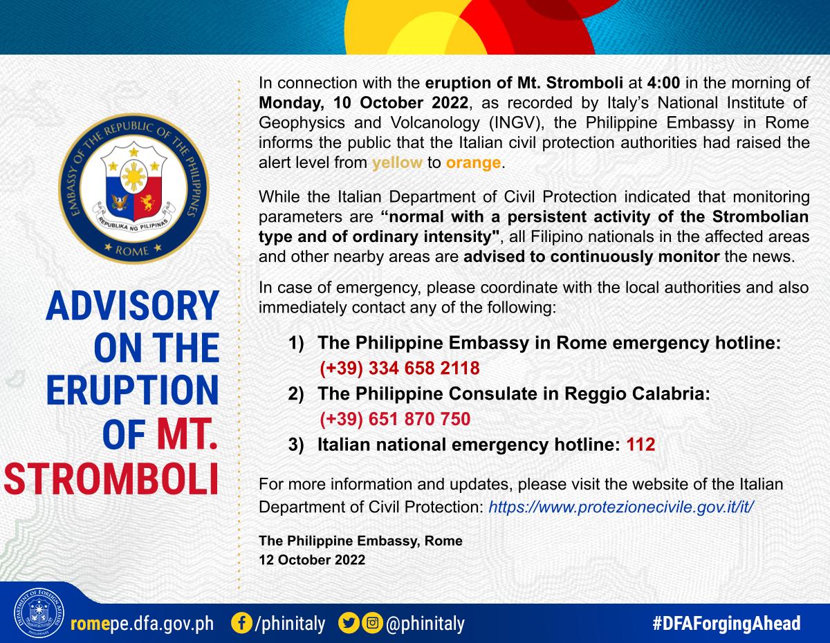 Advisory on the Eruption of Mt. Stromboli ENG