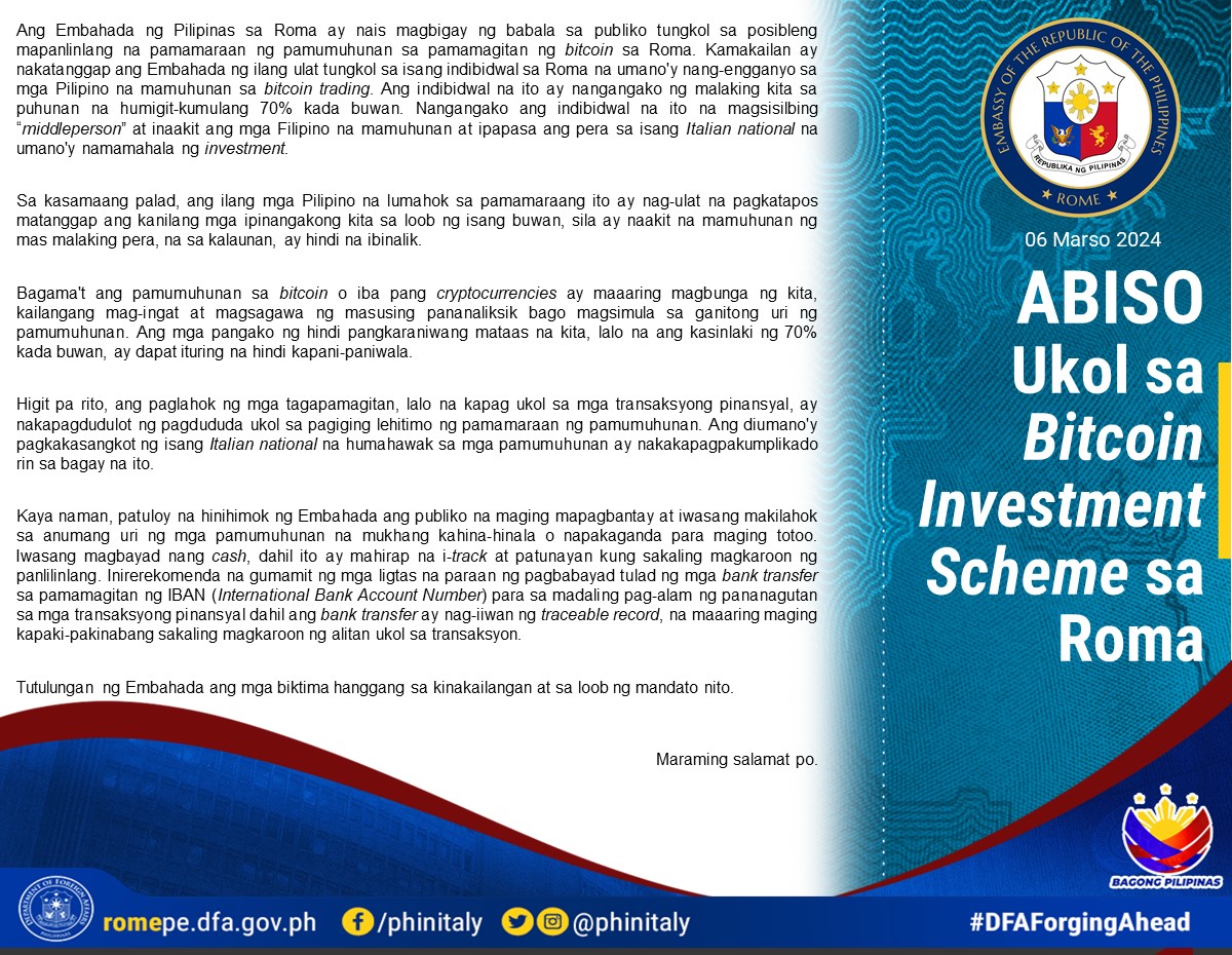 Bitcoin Investment Scheme Tag