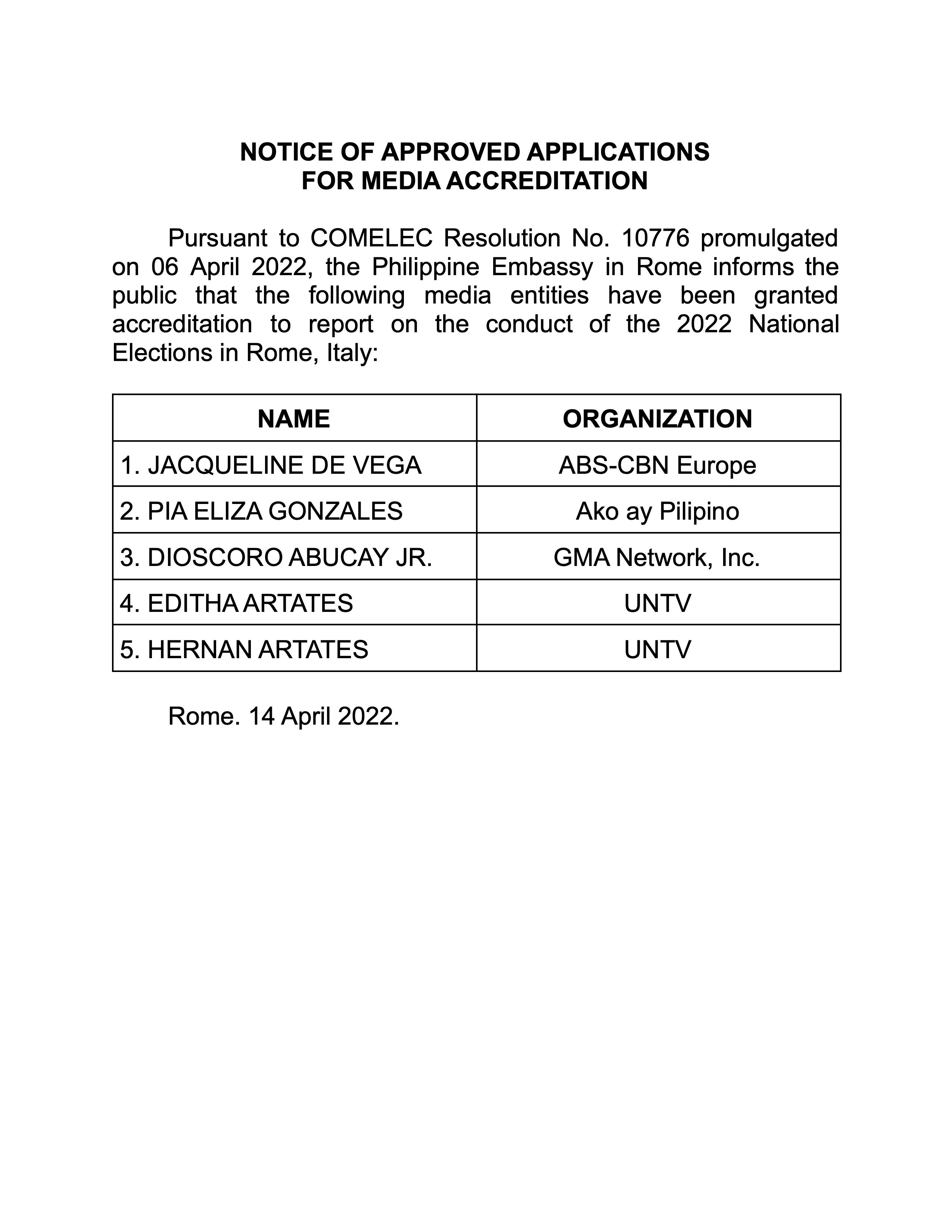 NOTICE OF APPROVED APPLICATIONS 2