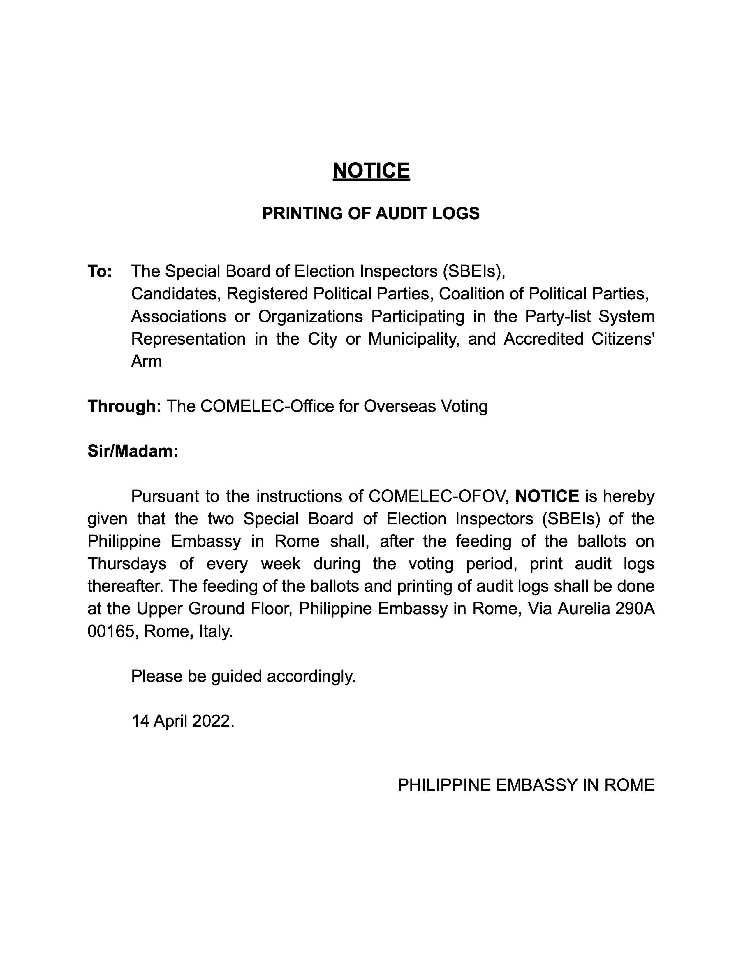 PRINTING OF AUDIT LOGS
