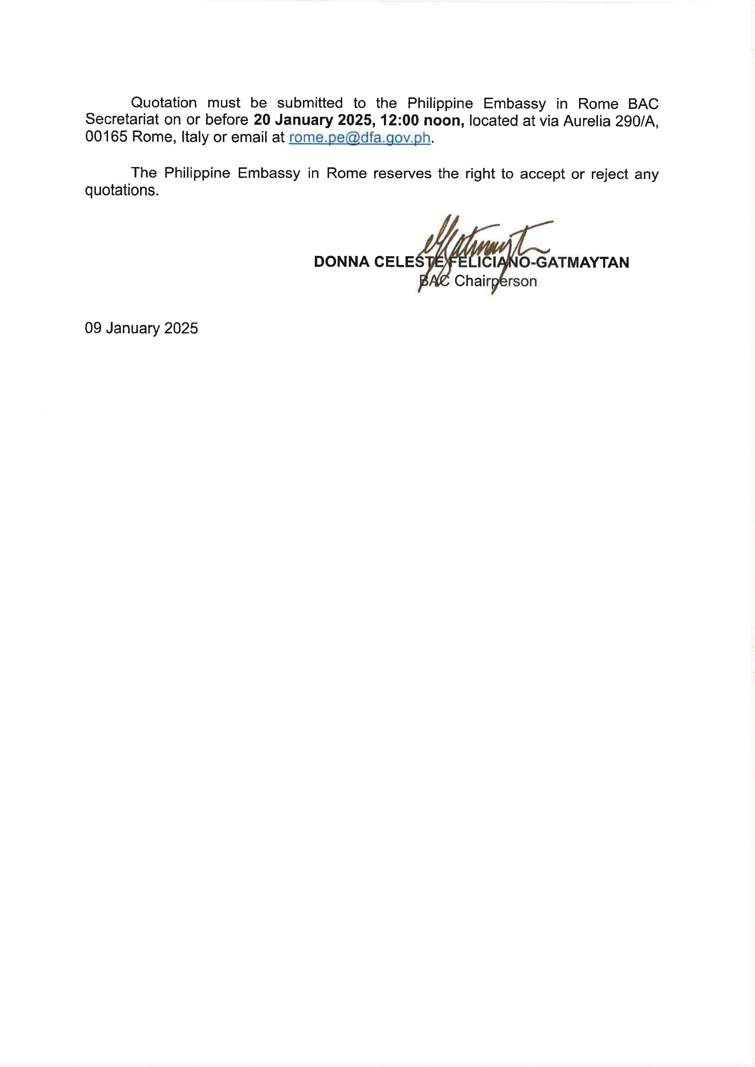 RFQ 01 2025 Request for Price Quotation for the Procurement of Car Insurance for Mercedes Benz Class V Page 2
