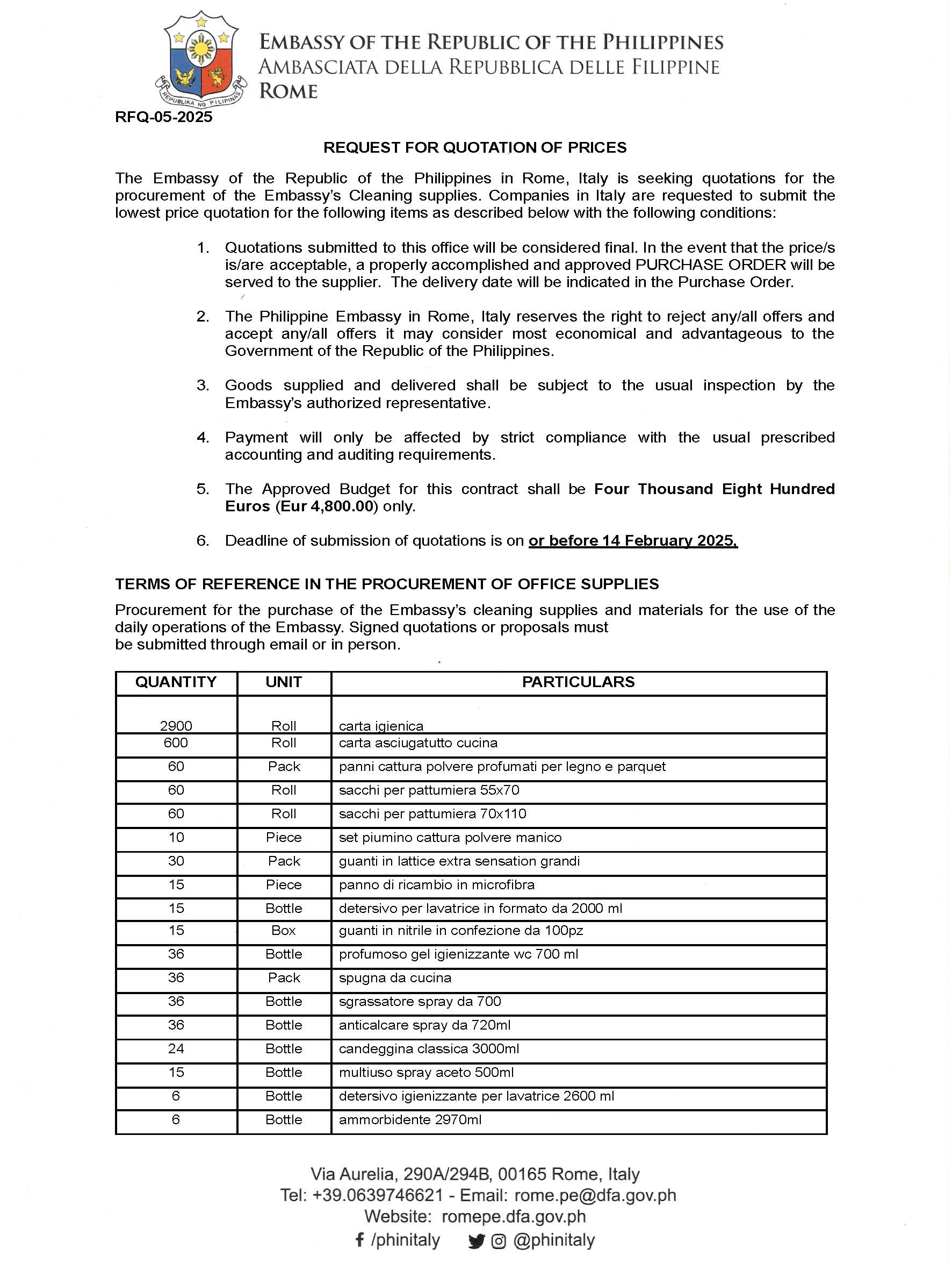 RFQ 05 2025 Cleaning Supplies.docx Page 1