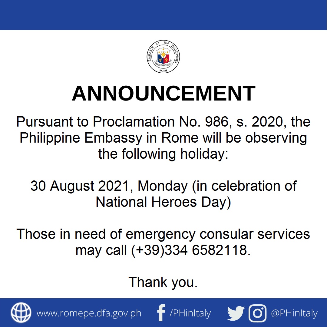 AUGUST 2021 Holiday Announcement