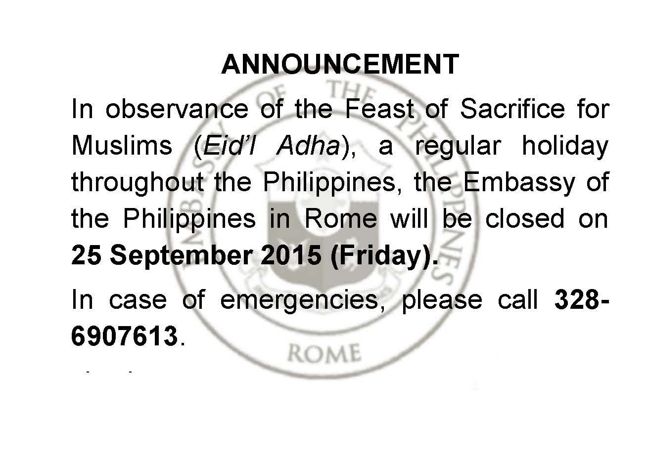 Announcement Holiday Sept 21
